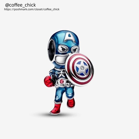 Pandora Marvel The Avengers Captain America Charm|Pendant - Picture 1 of 2
